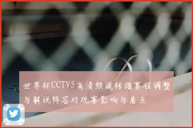 世界杯CCTV5高清频道转播赛程调整与解说阵容对观赛影响与看点